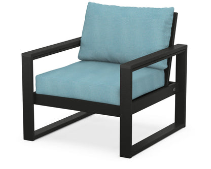 POLYWOOD® EDGE Club Chair in Black / Lattice Sky Blue