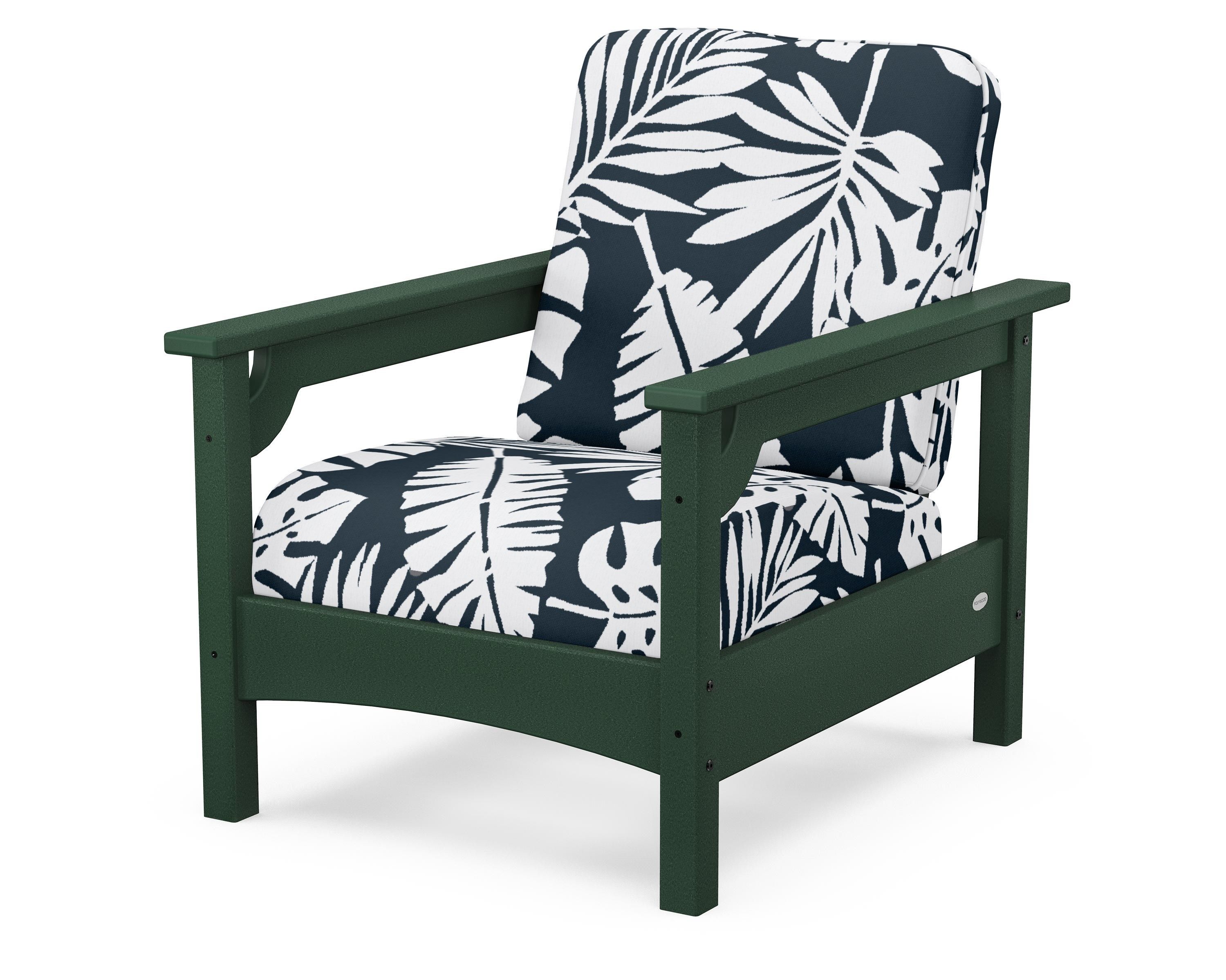 POLYWOOD® Club Chair in Green / Leaf Marine Indigo