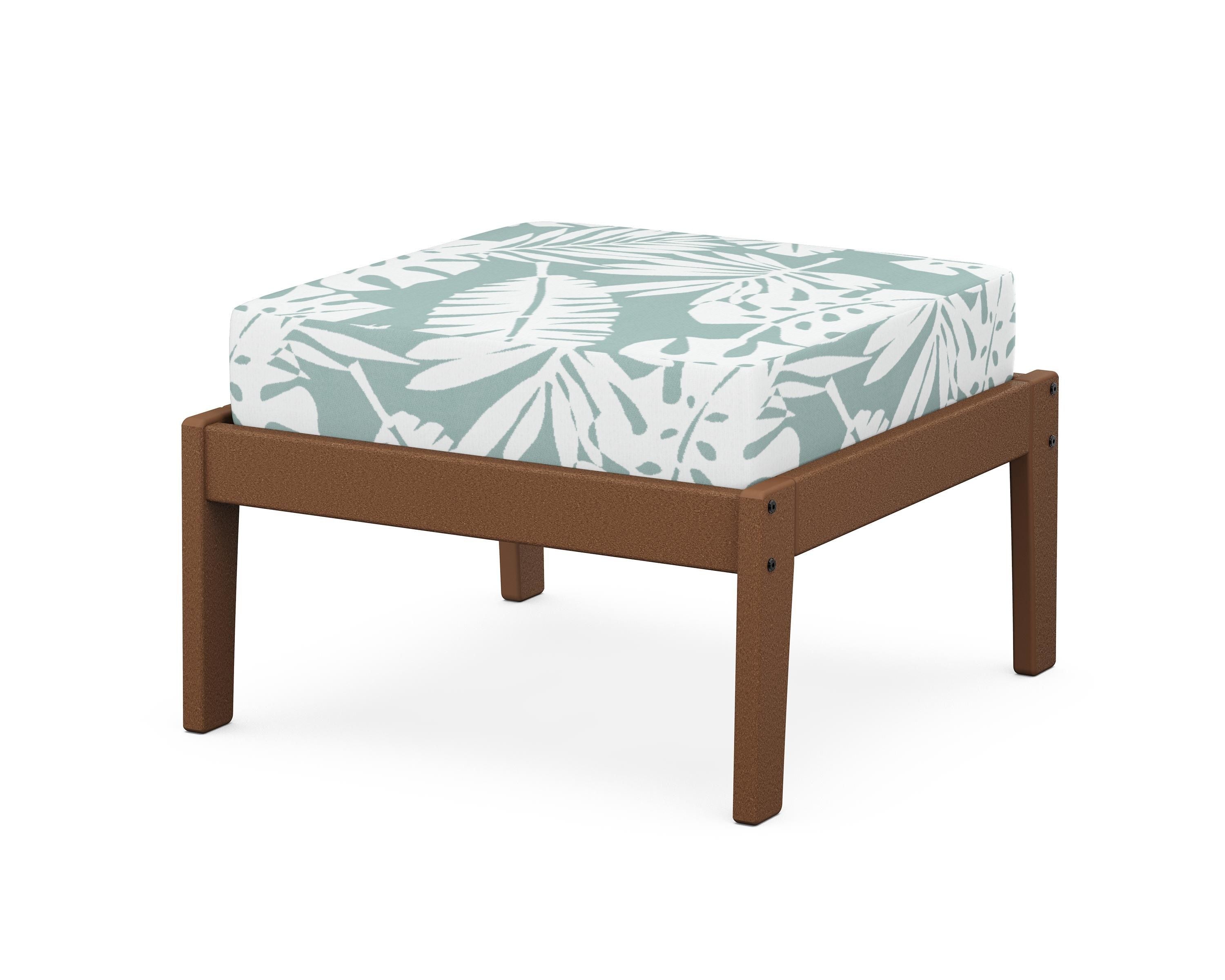Unbranded Deep Seating Ottoman in Teak / Leaf Glacier Spa