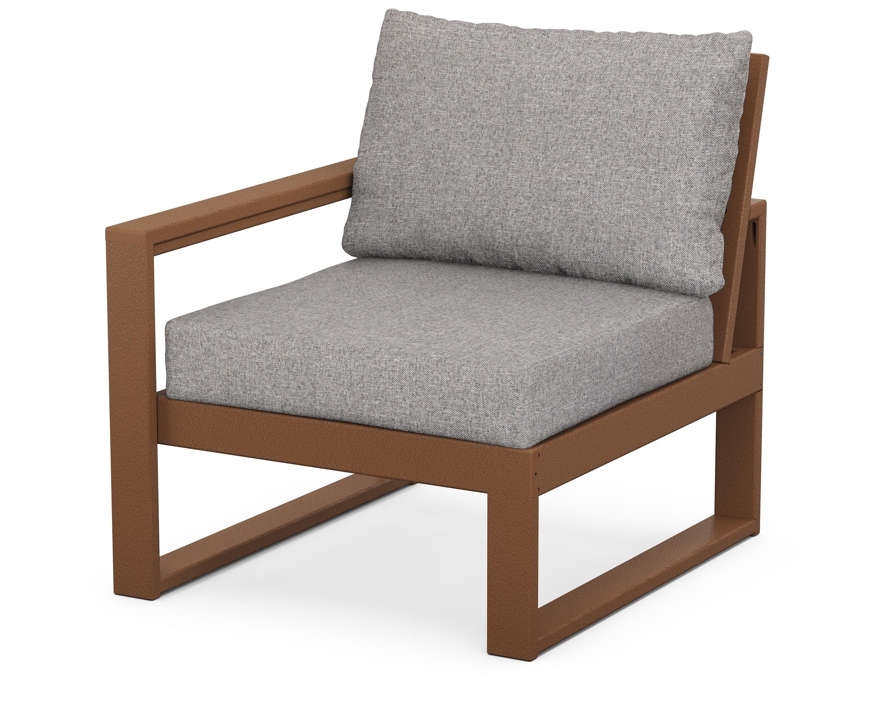 POLYWOOD® EDGE Modular Left Arm Chair in Teak / Grey Mist