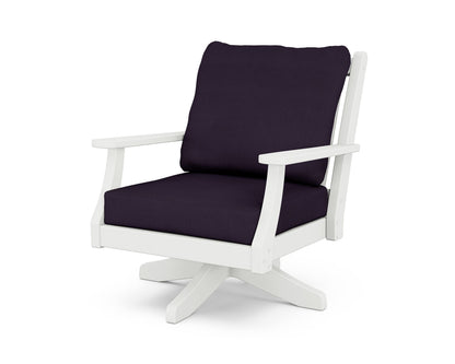 Country Living Wovendale Deep Seating Swivel Chair in White / Navy Linen