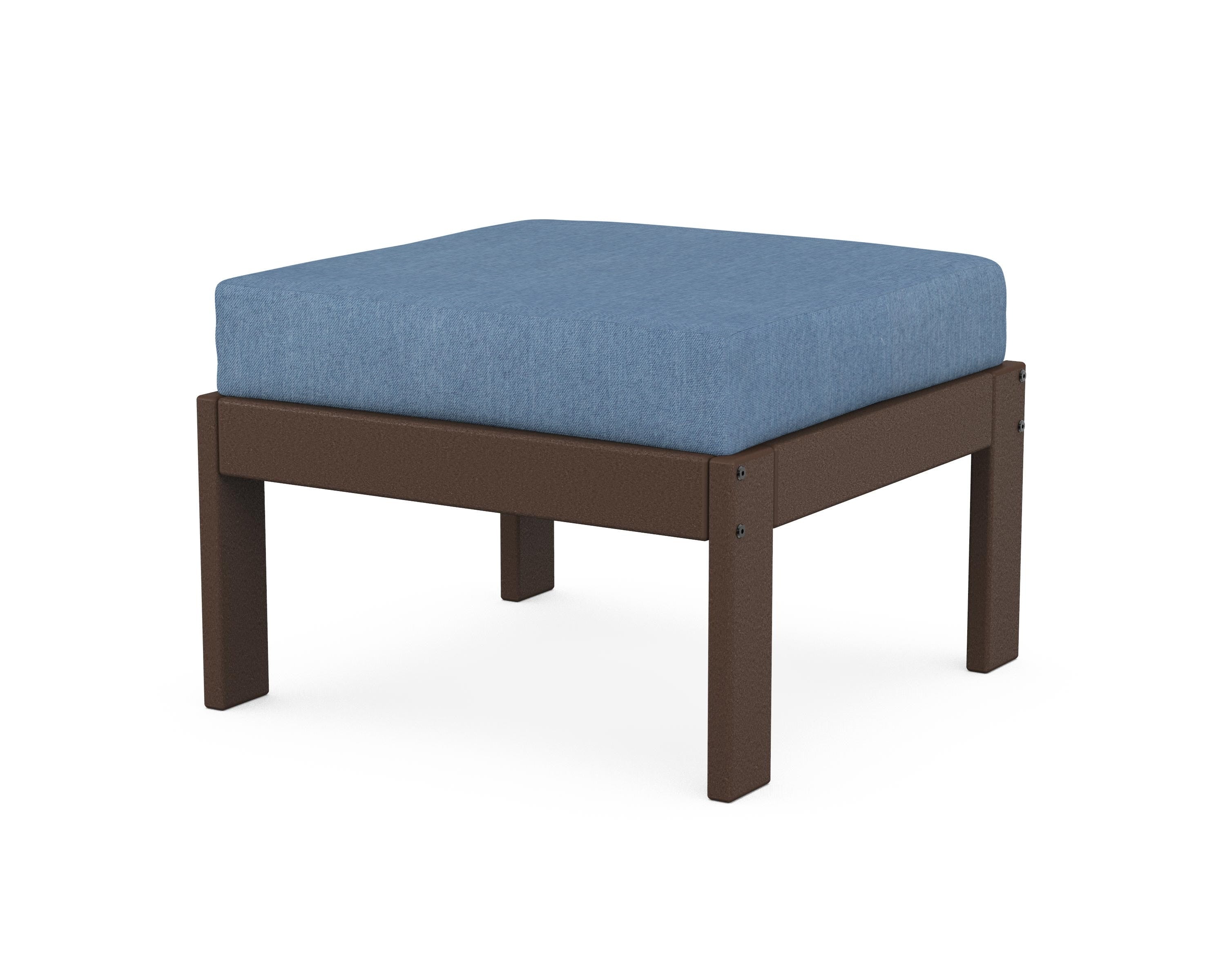 POLYWOOD® Vineyard Modular Ottoman in Mahogany / Sky Blue