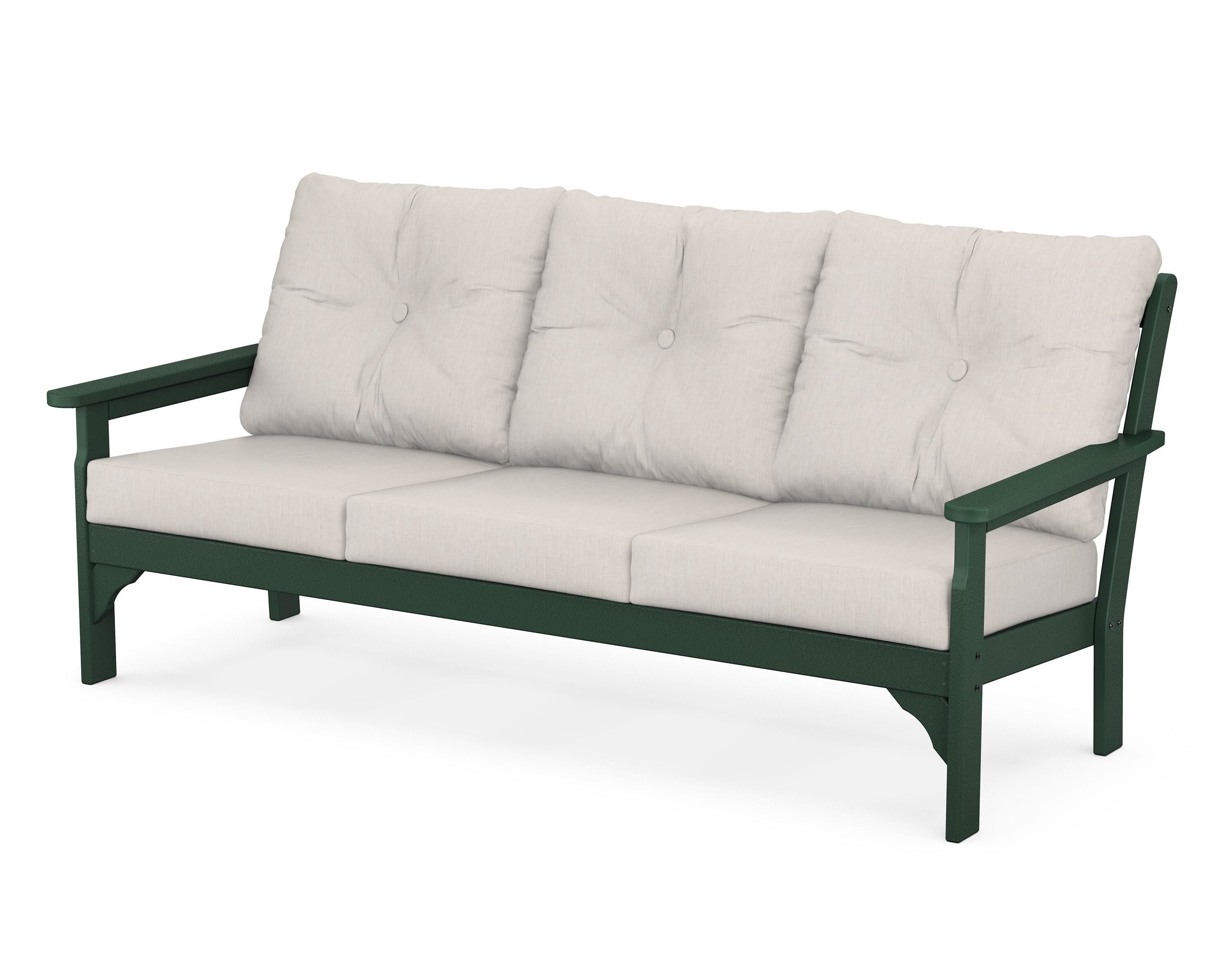 POLYWOOD® Vineyard Deep Seating Sofa in Green / Cast Ash