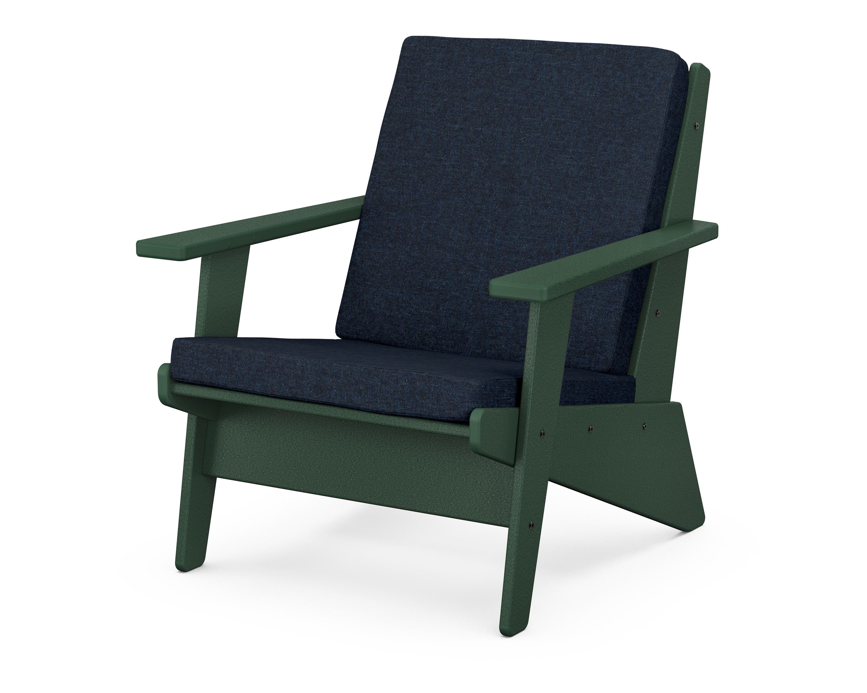 POLYWOOD® Riviera Modern Lounge Chair in Green / Marine Indigo