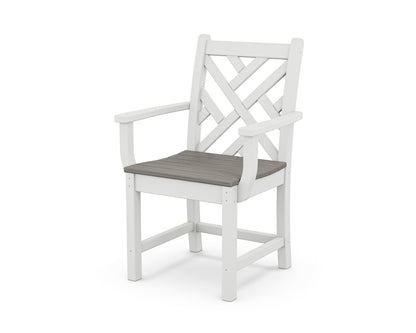 POLYWOOD® Chippendale Dining Arm Chair in White / Driftwood