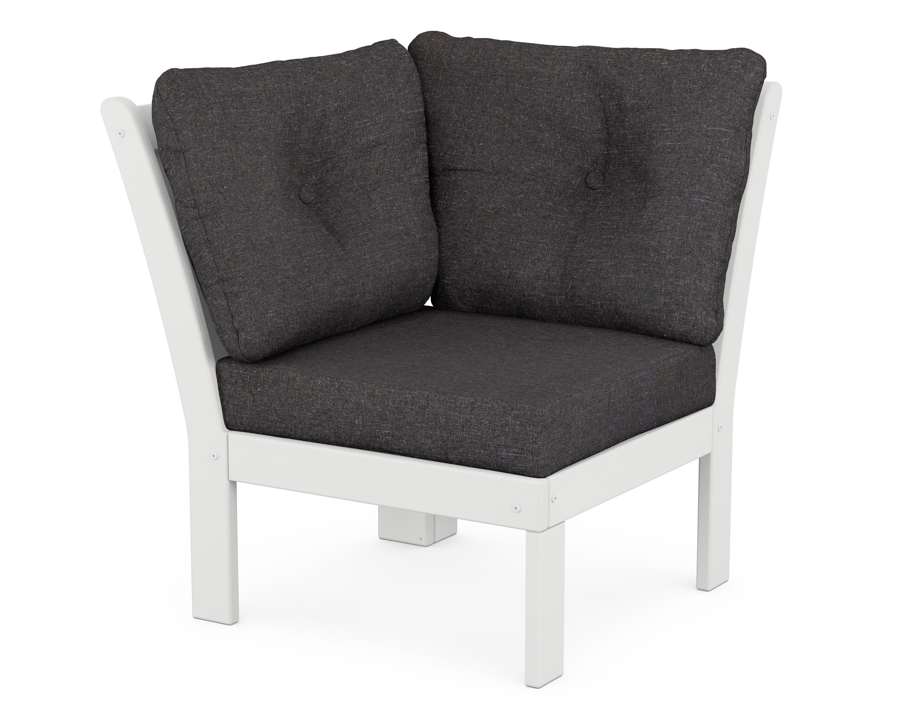POLYWOOD® Vineyard Modular Corner Chair in White / Ash Charcoal