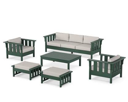 Martha Stewart by POLYWOOD® Acadia 6-Piece Lounge Sofa Set in Green / Cast Ash