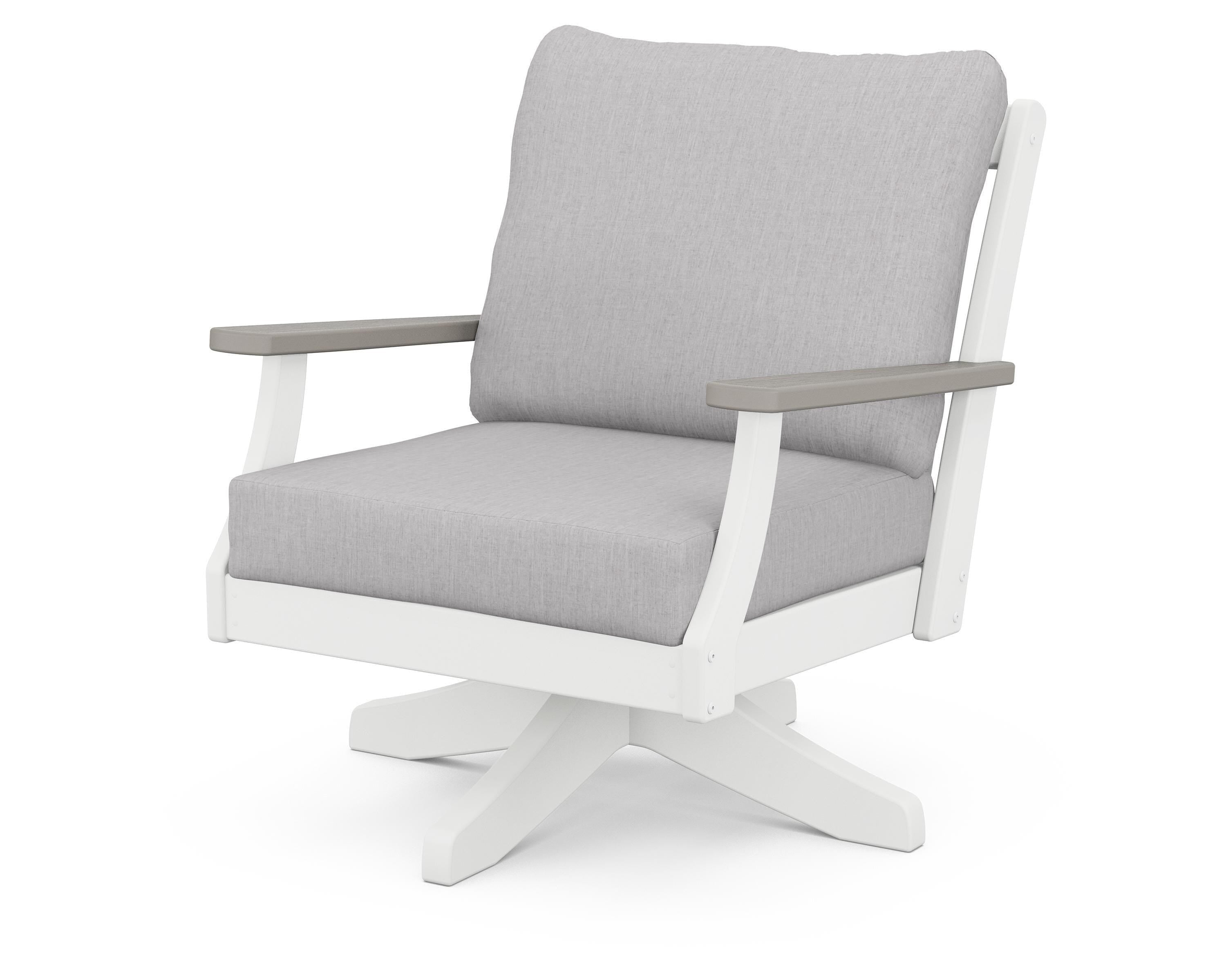 POLYWOOD® Braxton Deep Seating Swivel Chair in White / Driftwood / Granite