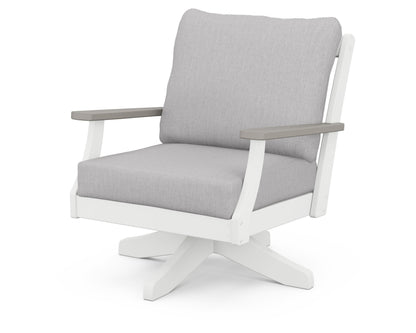 POLYWOOD® Braxton Deep Seating Swivel Chair in White / Driftwood / Granite