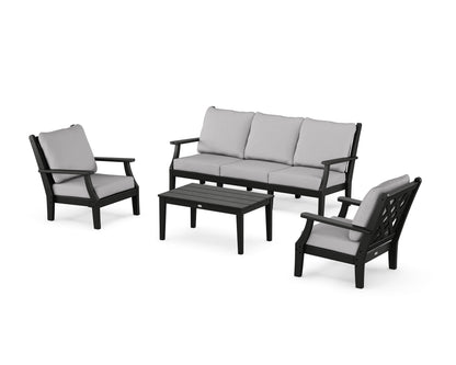 Country Living Wovendale 4-Piece Deep Seating Set with Sofa in Black / Granite