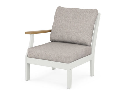 POLYWOOD® Braxton Modular Left Arm Chair in White / Natural / Weathered Tweed