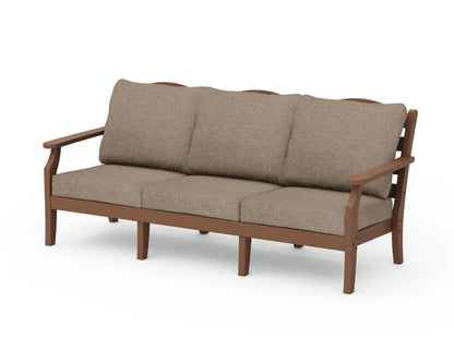 Draper James™ by  POLYWOOD® Savannah Deep Seating Sofa in Teak / Spiced Burlap