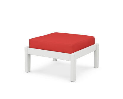 Unbranded Deep Seating Ottoman in White / Crimson Linen