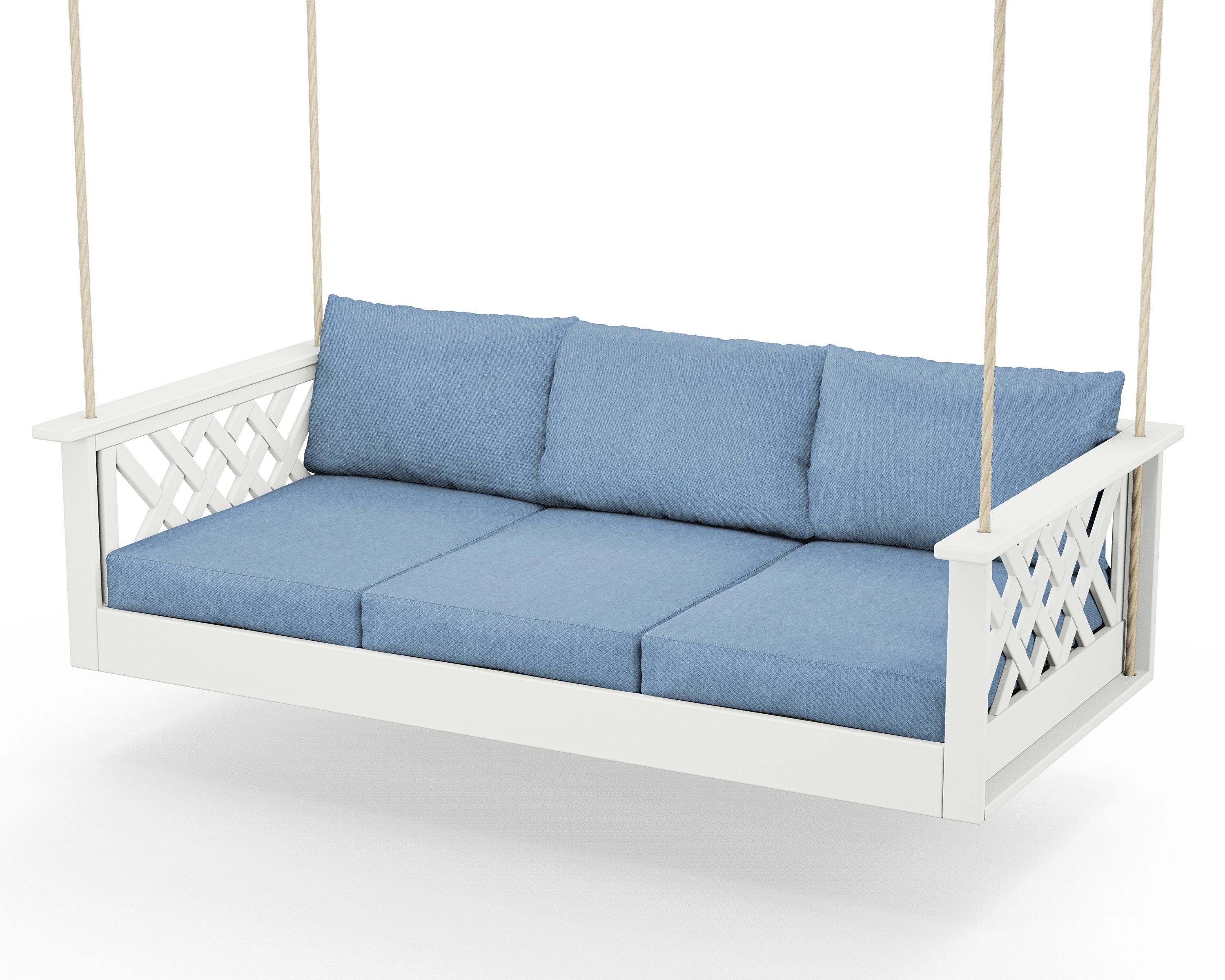Country Living Wovendale Daybed Swing in White / Sky Blue