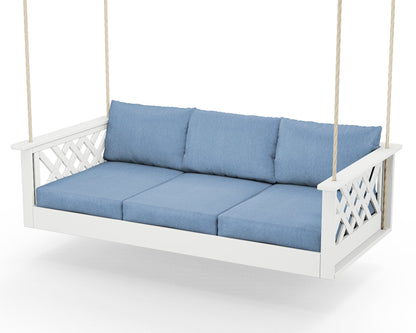 Country Living Wovendale Daybed Swing in White / Sky Blue