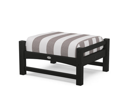 POLYWOOD® Club Ottoman in Black / Cabana Stripe Grey Mist