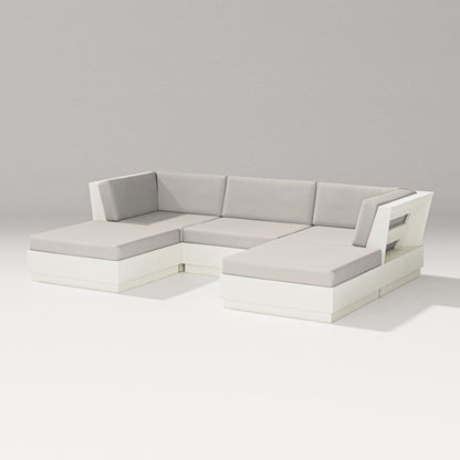 PW Designer Series Elevate Double Chaise Sectional in Vintage White / Cast Ash