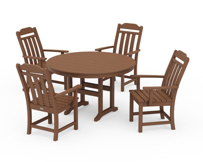 Country Living Cottage 5-Piece Round Farmhouse Dining Set in Teak