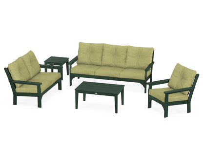 POLYWOOD® Vineyard 5 Piece Deep Seating Set in Green / Chartreuse Boucle