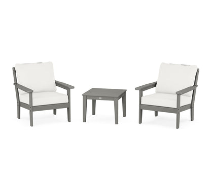 Country Living Cottage 3-Piece Deep Seating Set in Slate Grey / Natural Linen