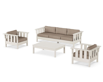 Martha Stewart by POLYWOOD® Acadia 4-Piece Deep Seating Set with Sofa in Sand / Spiced Burlap