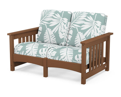 POLYWOOD® Club Mission Loveseat in Teak / Leaf Glacier Spa