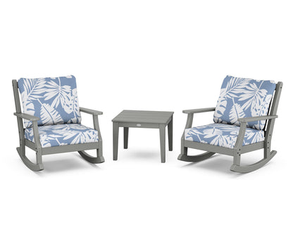 Country Living Wovendale 3-Piece Deep Seating Rocker Set in Slate Grey / Leaf Sky Blue