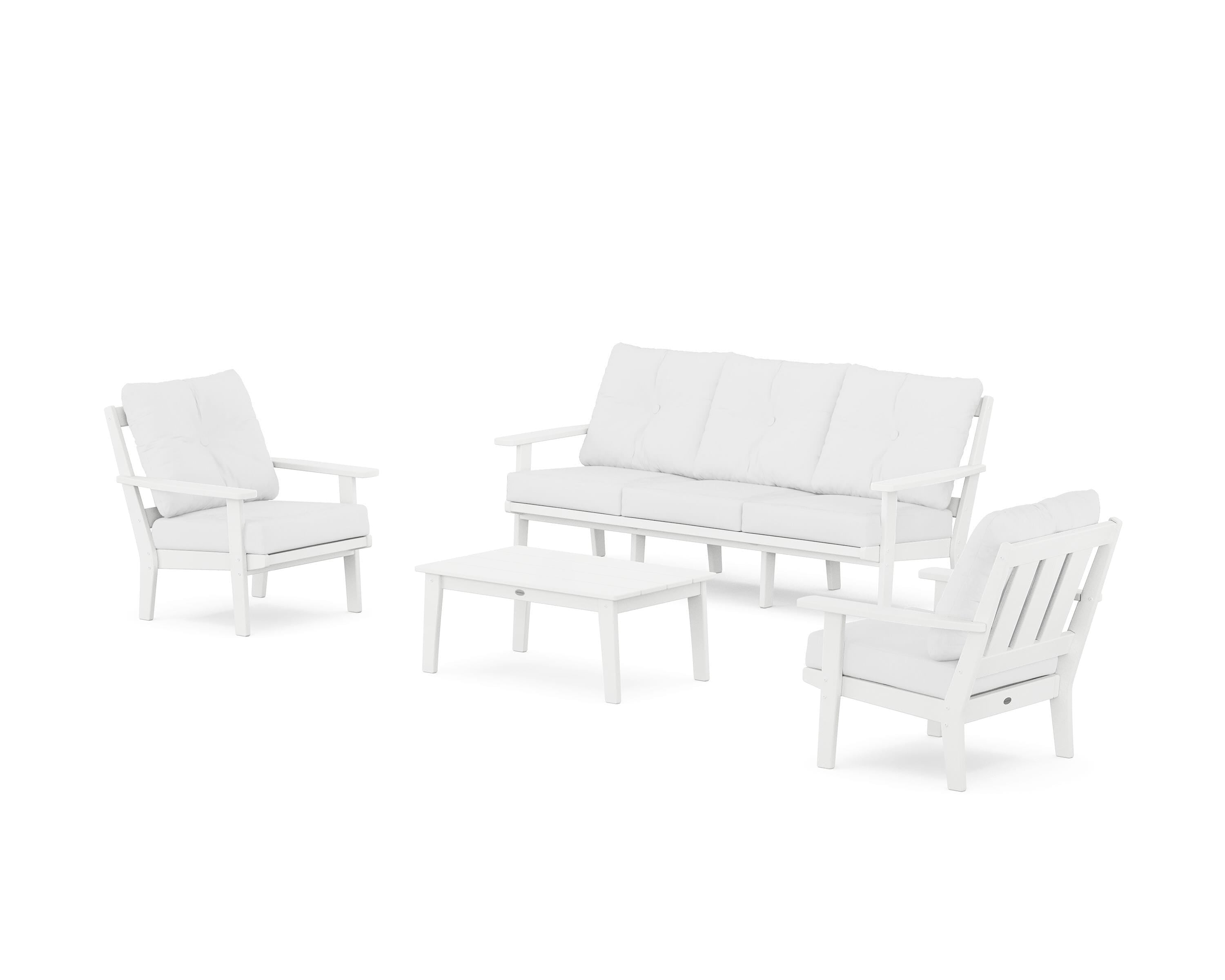 POLYWOOD® Oxford 4-Piece Deep Seating Set with Sofa in White / Natural