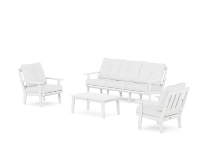 POLYWOOD® Oxford 4-Piece Deep Seating Set with Sofa in White / Natural