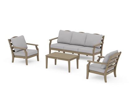 Draper James™ by  POLYWOOD® Savannah 4-Piece Deep Seating Set with Sofa in Vintage Sahara / Granite