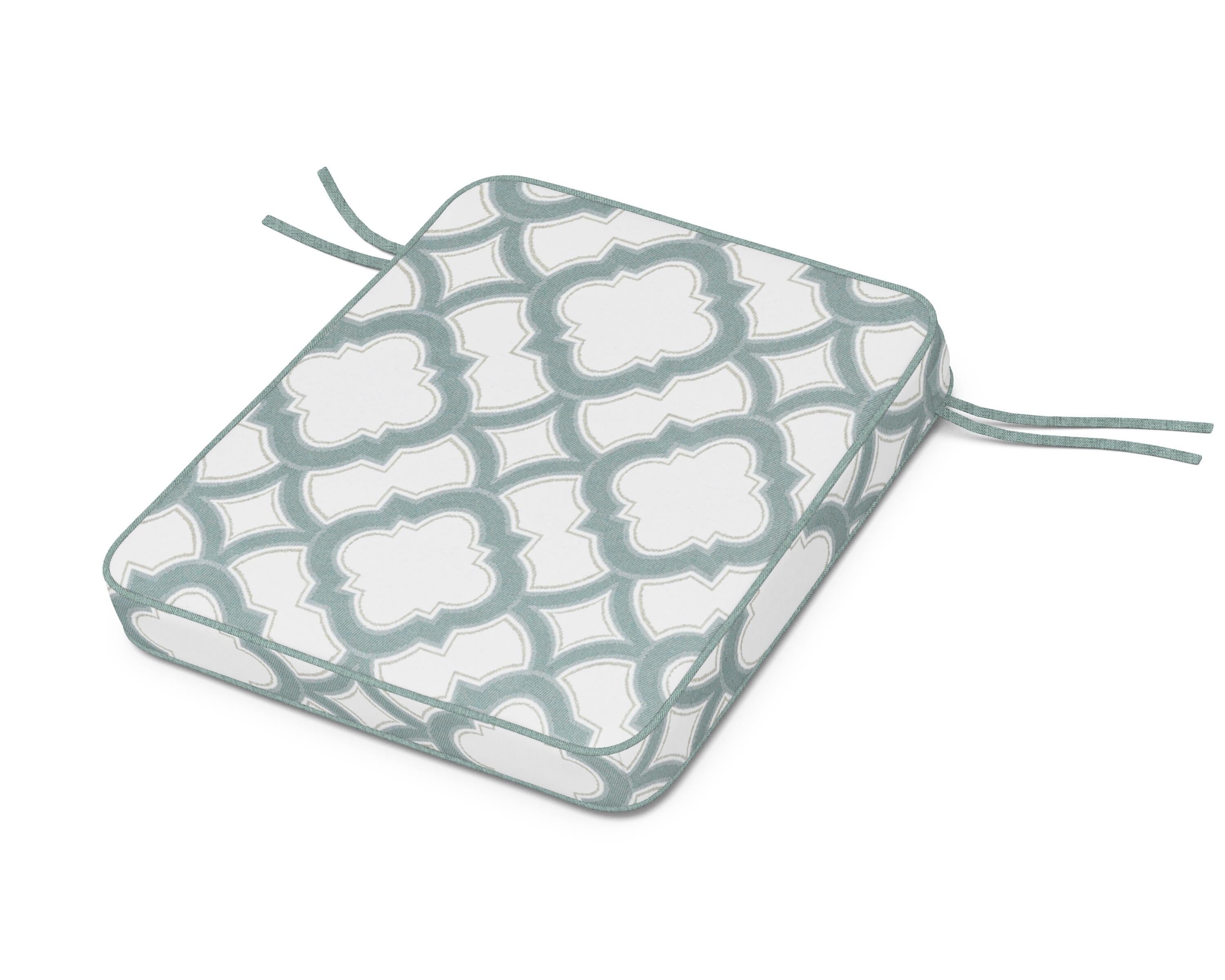 Martha Stewart by POLYWOOD® Chinoiserie Rocker Seat Cushion in Trellis Glacier Spa