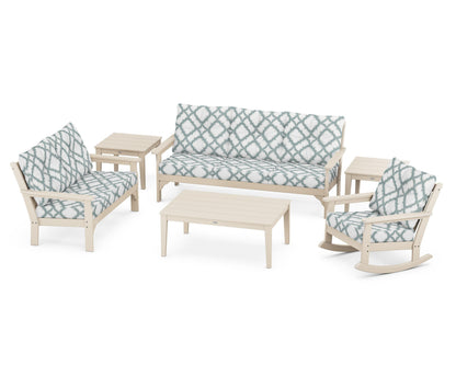 POLYWOOD® Vineyard 6-Piece Deep Seating Set in Sand / Trellis Glacier Spa