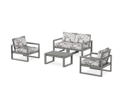POLYWOOD® EDGE Sectional 4-Piece Deep Seating Set with Loveseat in Slate Grey / Leaf Grey Mist