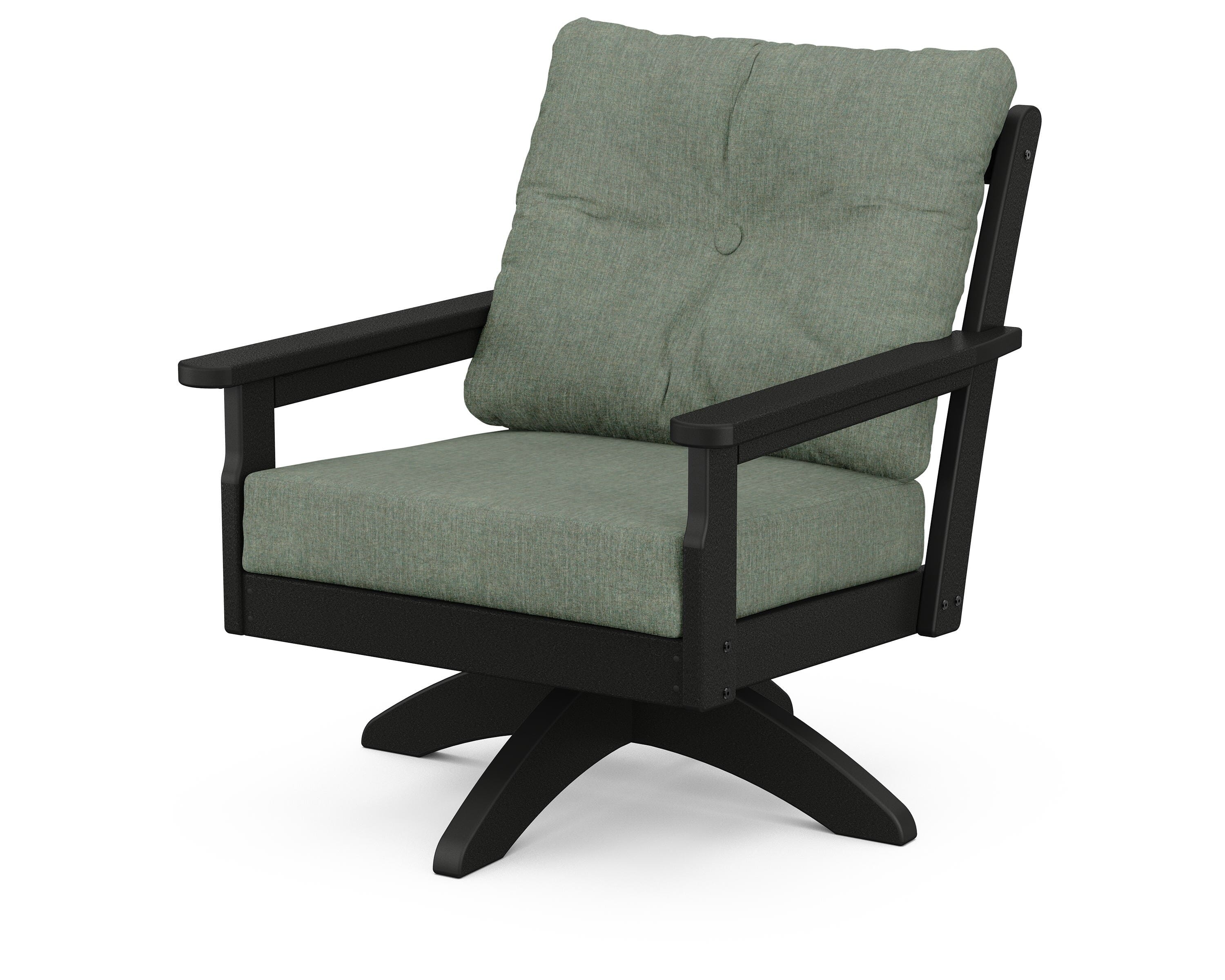 POLYWOOD® Vineyard Deep Seating Swivel Chair in Black / Cast Sage