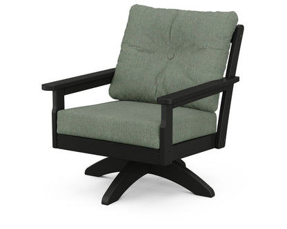 POLYWOOD® Vineyard Deep Seating Swivel Chair in Black / Cast Sage
