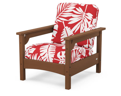 POLYWOOD® Club Chair in Teak / Leaf Crimson