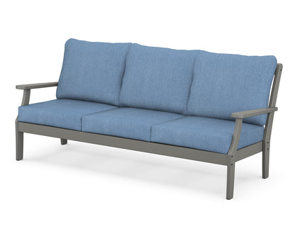POLYWOOD® Braxton Deep Seating Sofa in Slate Grey / Sky Blue
