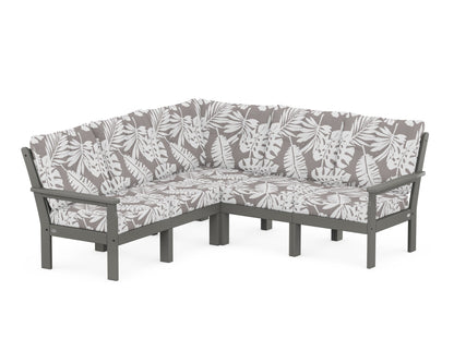 POLYWOOD® Vineyard 5-Piece Sectional in Slate Grey / Leaf Grey Mist