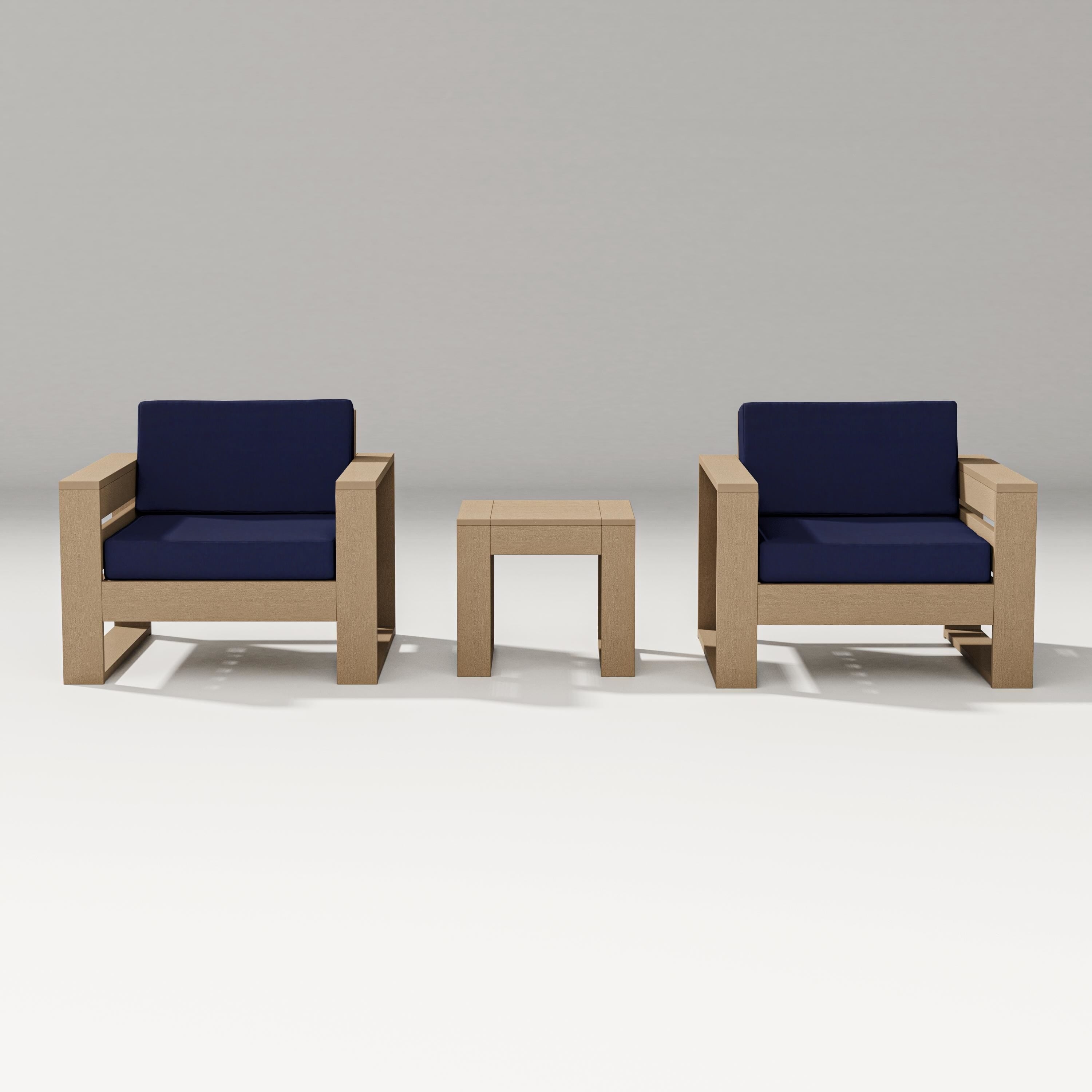 PW Designer Series Latitude 3-Piece Lounge Chair Set in Vintage Sahara / Navy