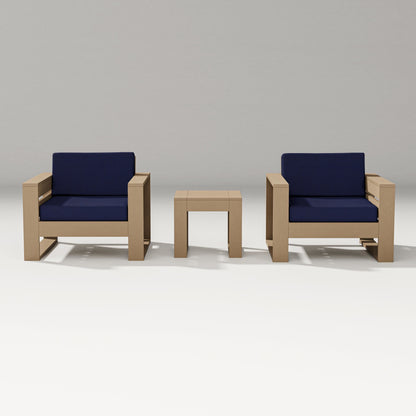 PW Designer Series Latitude 3-Piece Lounge Chair Set in Vintage Sahara / Navy