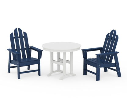 POLYWOOD® Long Island 3-Piece Round Dining Set in Navy / White