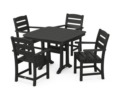 POLYWOOD® Lakeside 5-Piece Dining Set with Trestle Legs in Black