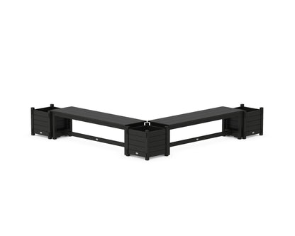 POLYWOOD® 60" Nautical L- Shaped Planter Bench Corner Set in Black