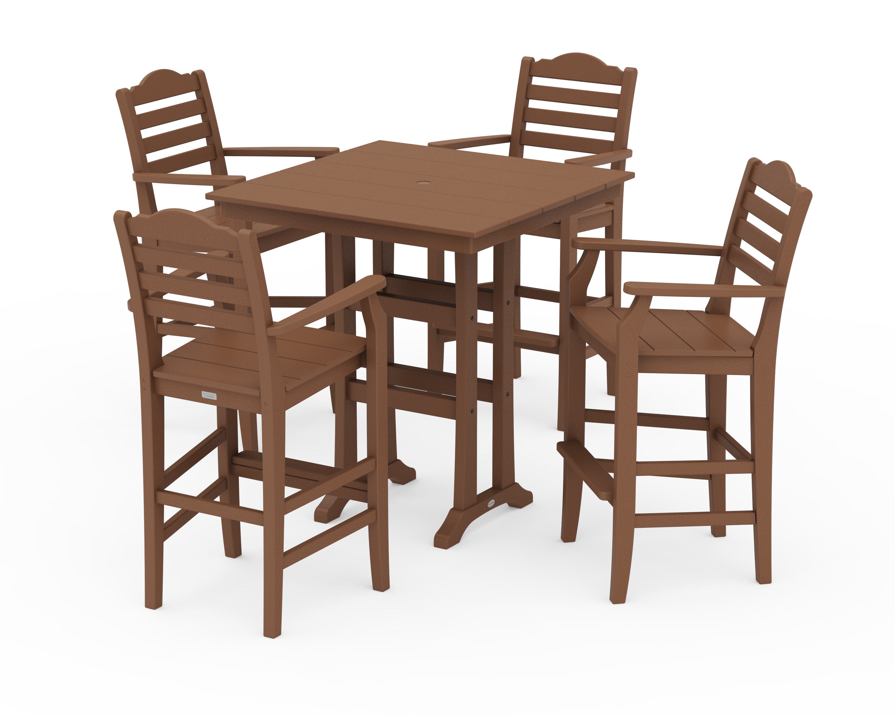 Draper James™ by  POLYWOOD® Savannah 5-Piece Farmhouse Bar Set with Trestle Legs in Teak