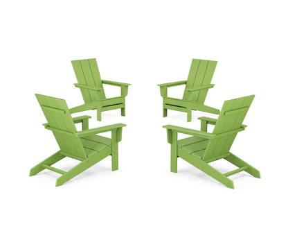 POLYWOOD® 4-Piece Modern Studio Adirondack Chair Conversation Set in Lime