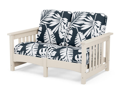 POLYWOOD® Club Mission Loveseat in Sand / Leaf Marine Indigo