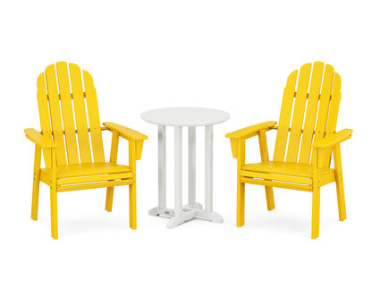 POLYWOOD® Vineyard Adirondack 3-Piece Round Bistro Dining Set in Lemon / White