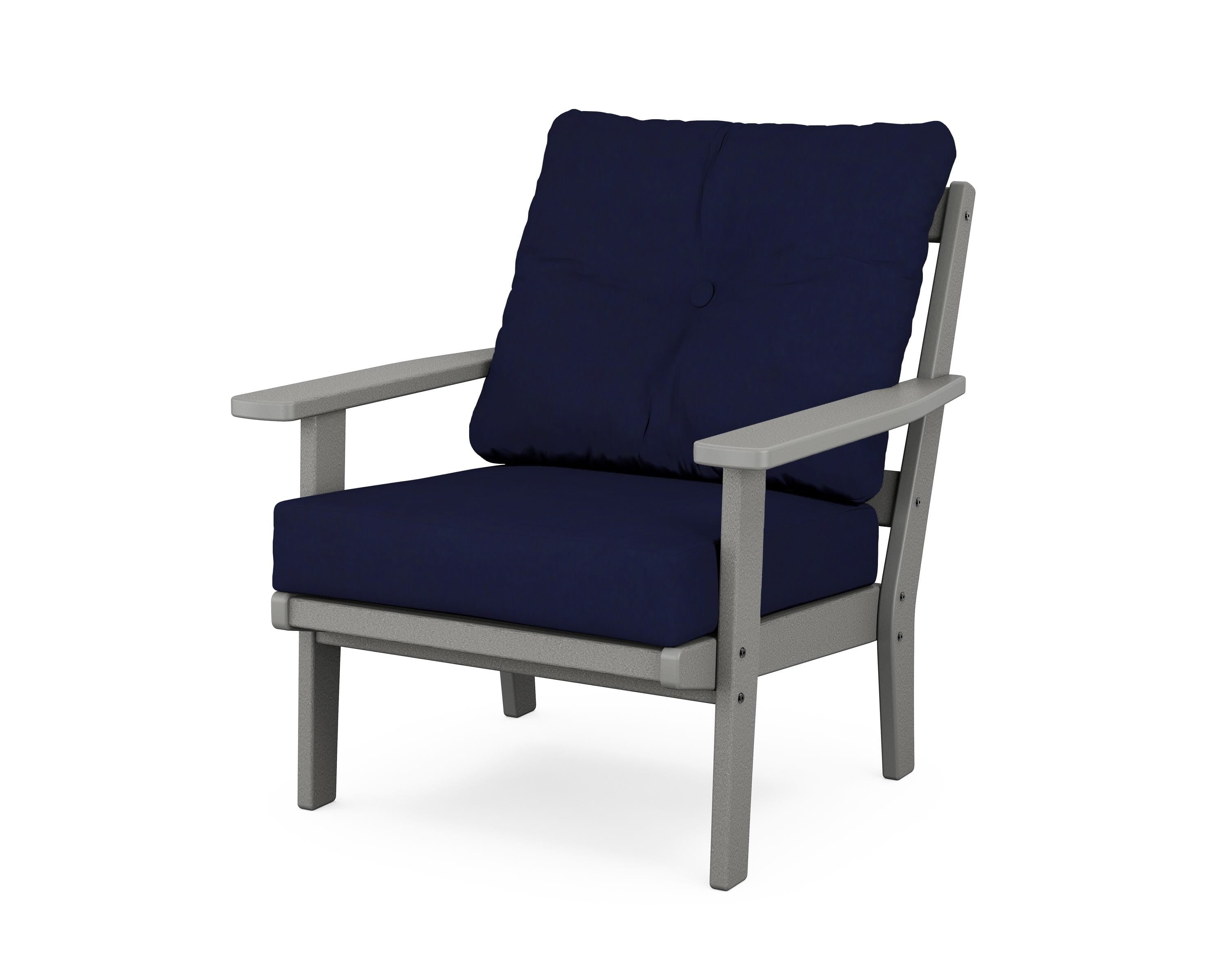 POLYWOOD® Oxford Deep Seating Chair in Slate Grey / Navy