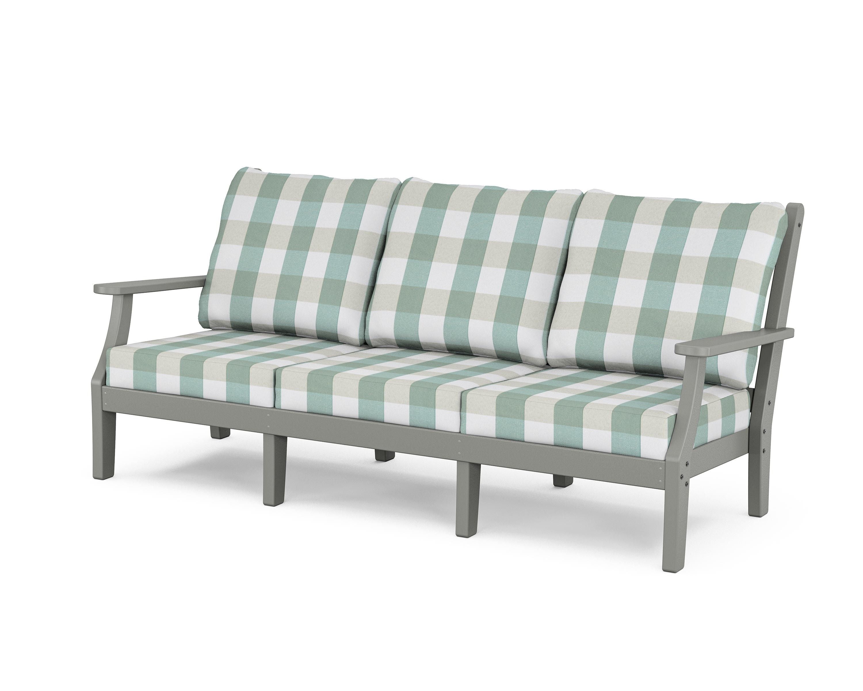 Country Living Wovendale Deep Seating Sofa in Slate Grey / Buffalo Plaid Glacier Spa