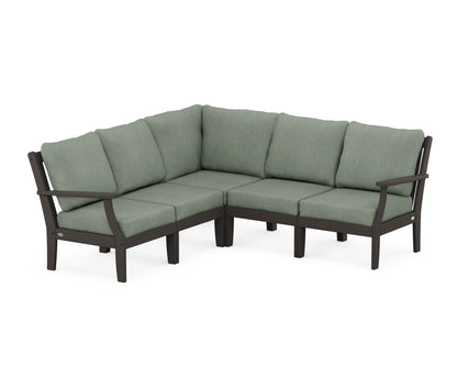 POLYWOOD® Braxton Modular 5-Piece Deep Seating Set in Vintage Coffee / Cast Sage